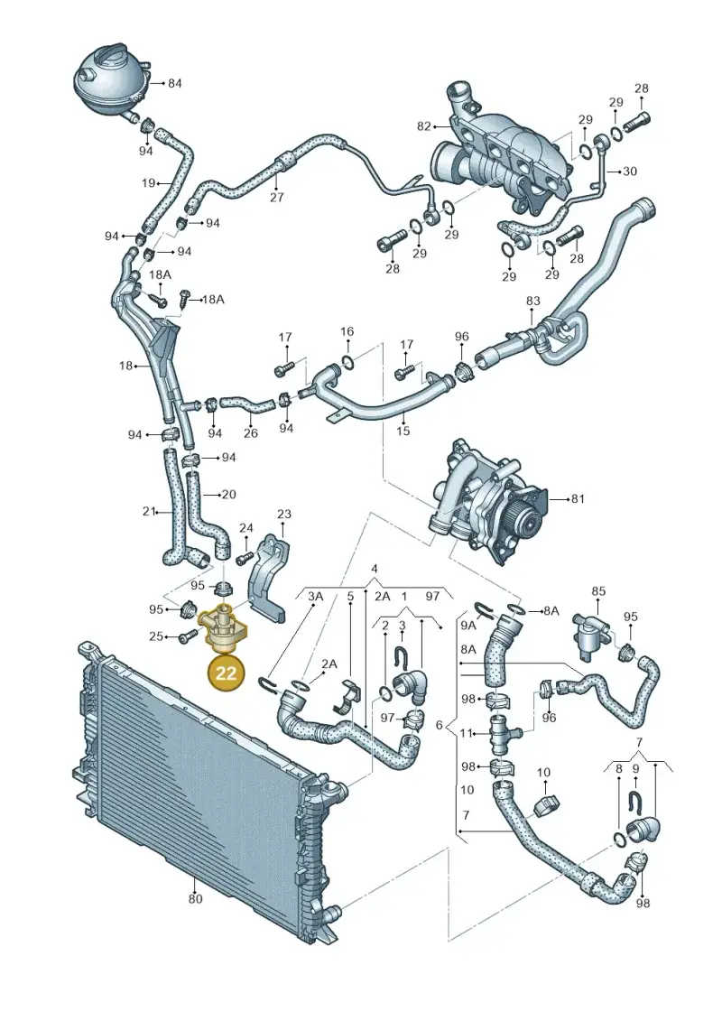 1K0965561J — Audi Q3 2.0 TDI (2014-2019) diagram 728121400, position 22