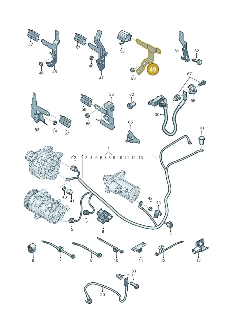 1K0971858BE — Audi A1 sportback 1.0 (2018-) diagram 592972000, position 49