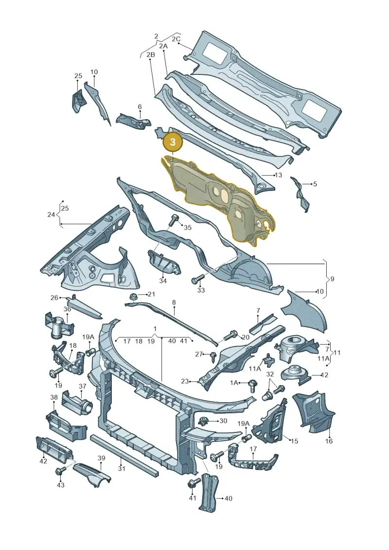 1K2804011H — Audi A3 Sportback (2008-2013) diagram 412805000, position 3
