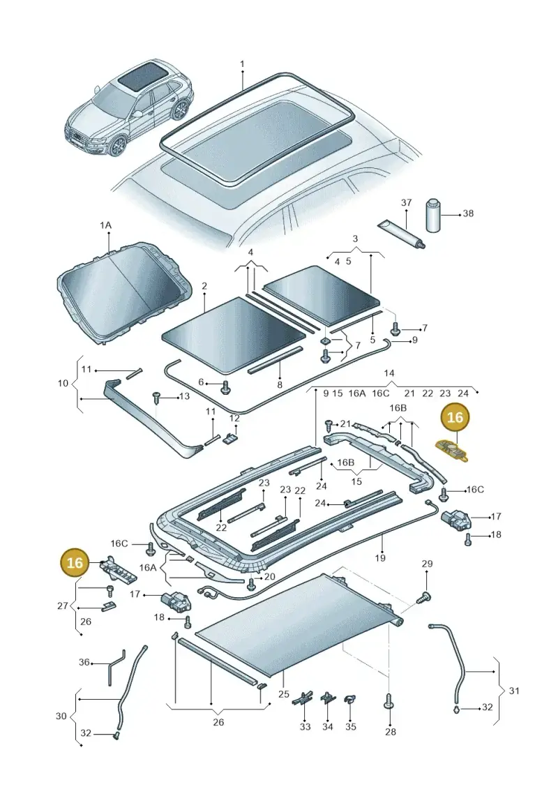 1K9898302 — Audi Q5 qu. 2.0 (2009-2018) diagram 687877000, position 16