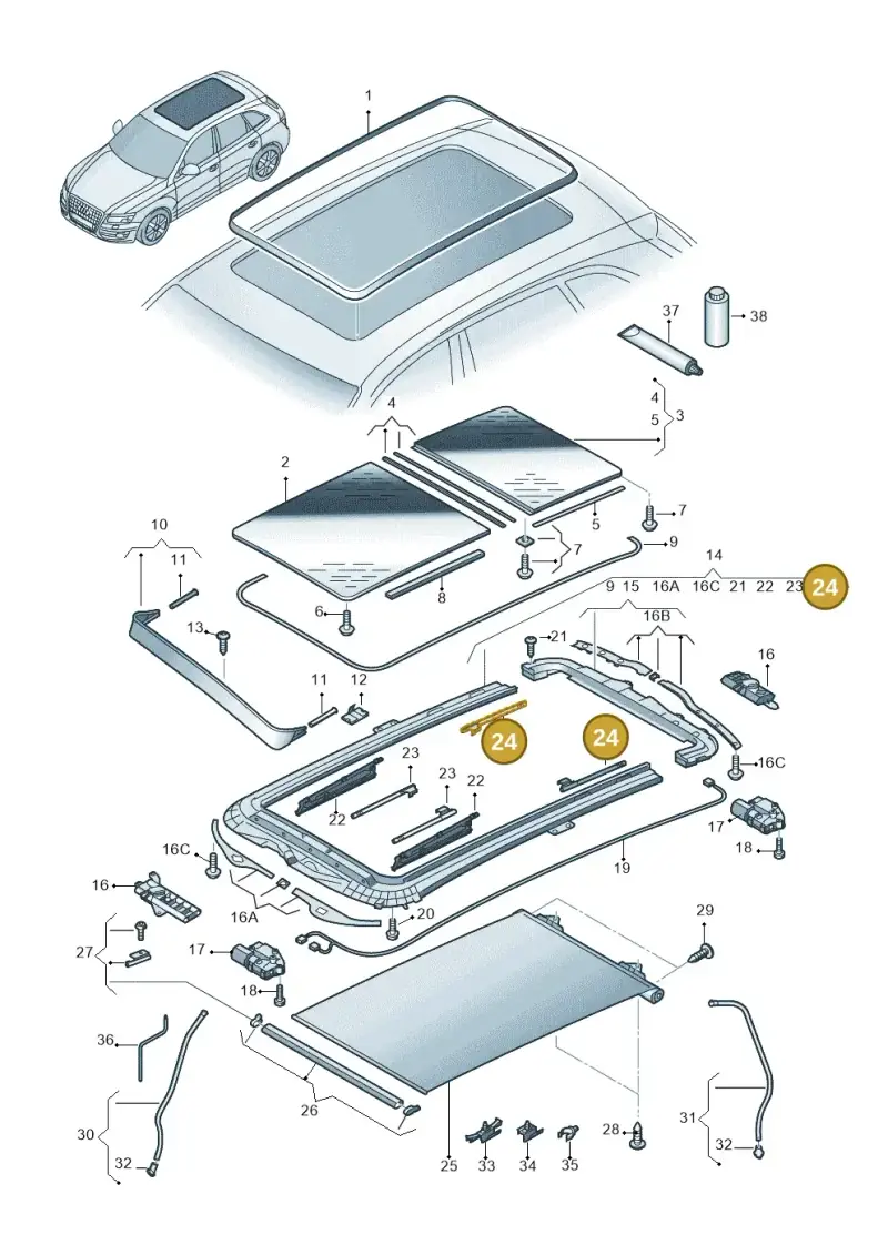 1K9898870A — Audi Q5 qu. 2.0 TDI (2012-2017) diagram 647877000, position 24