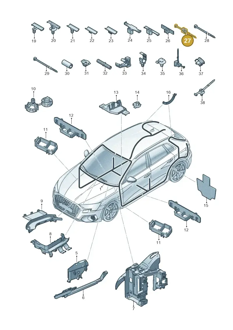 1Y0971838 — Audi A3 Sportback (2019-2021) diagram 596971800, position 27