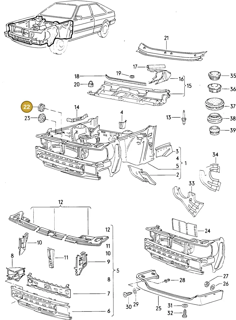 211611849 — Audi 4000 S/CS qu. (1984-1987) diagram 061068000, position 22