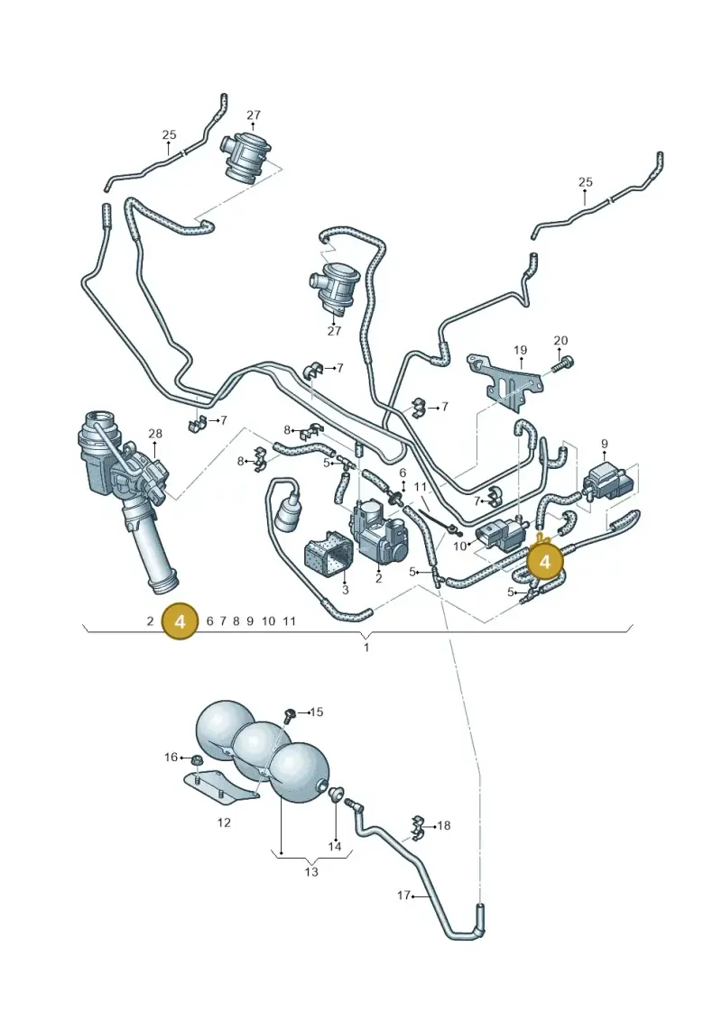 2D0133381 — Audi A8L qu. 3.0 TDI (2013-2018) diagram 696133330, position 4