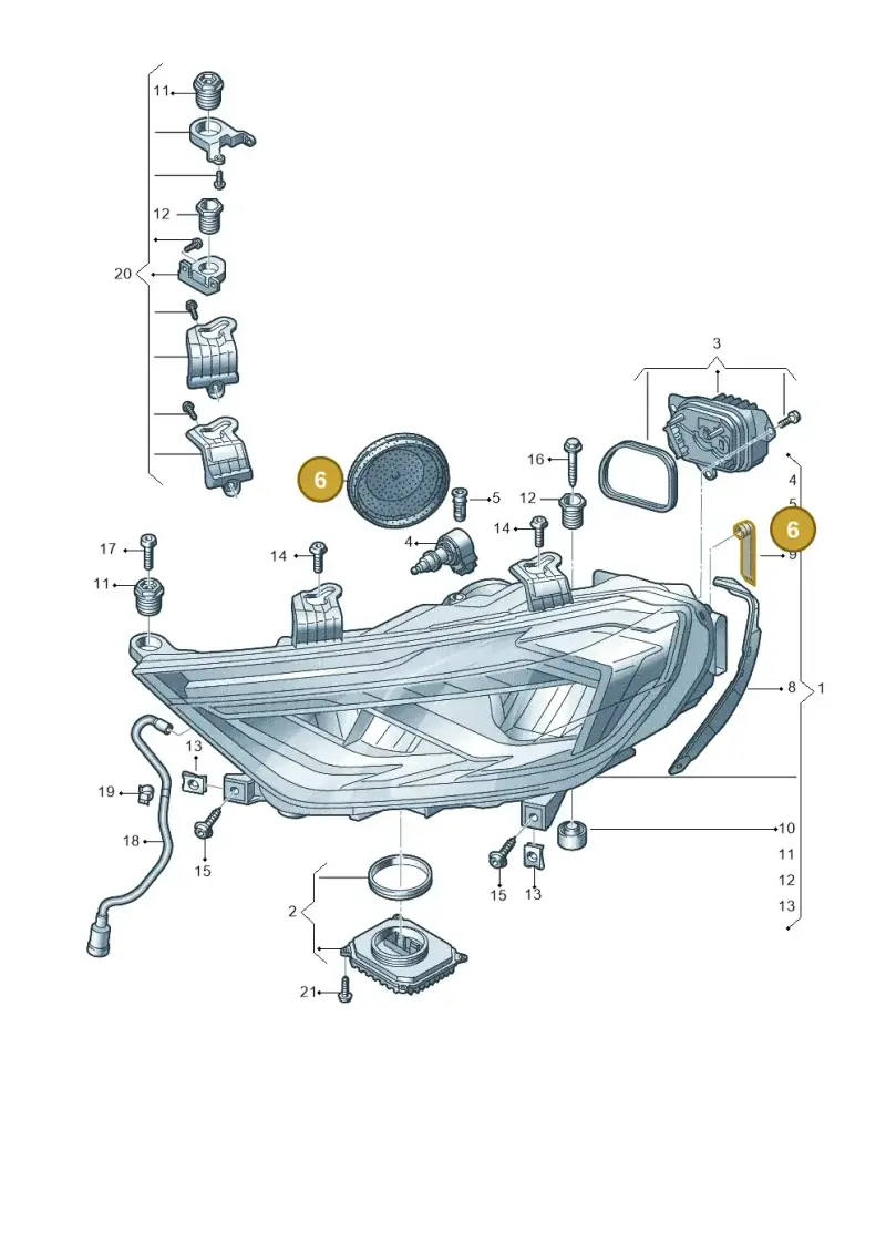 2G0941607 — Audi A1 sportback 1.0 (2018-) diagram 592941050, position 6