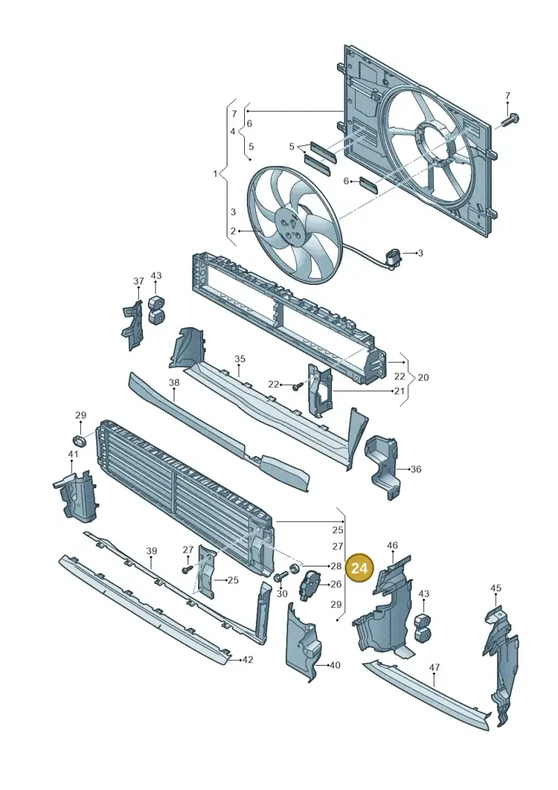 2Q0122323A — Audi A3 Sportback (2019-2021) diagram 596121910, position 24
