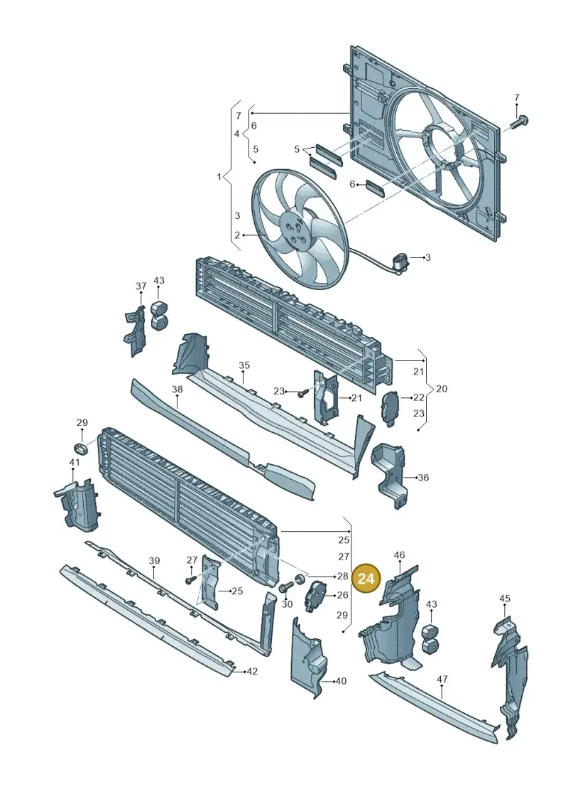 2Q0122323A — Audi A3 Sportback (2019-2021) diagram 596121970, position 24