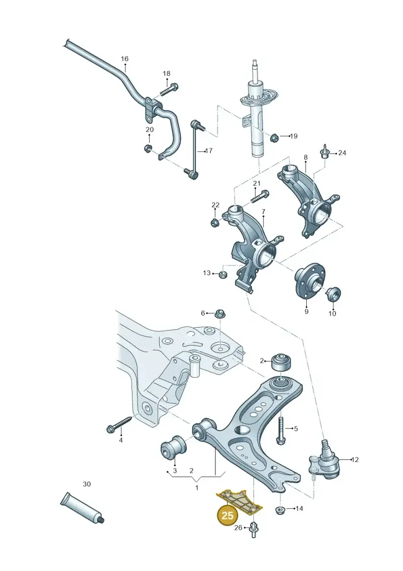 2Q0407118A — Audi A1 sportback 1.0 (2018-) diagram 837407000, position 25