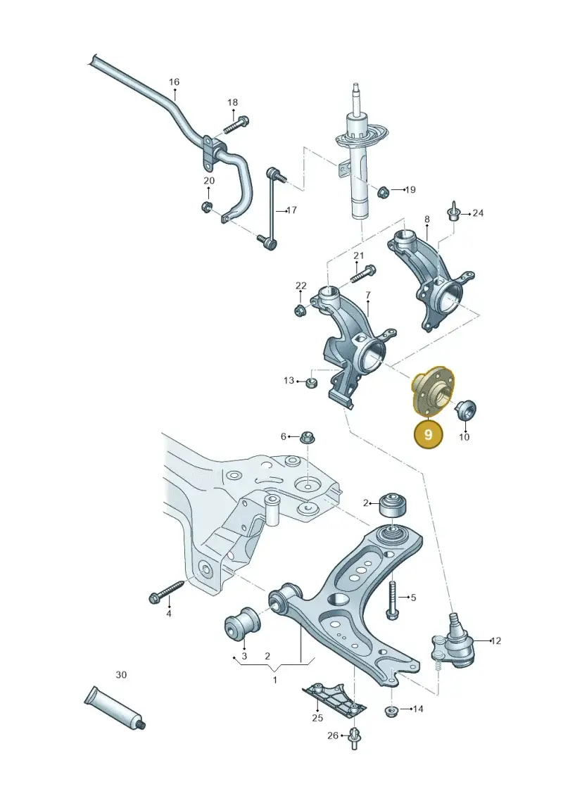 2Q0407621A — Audi A1 sportback 1.0 (2018-) diagram 837407000, position 9