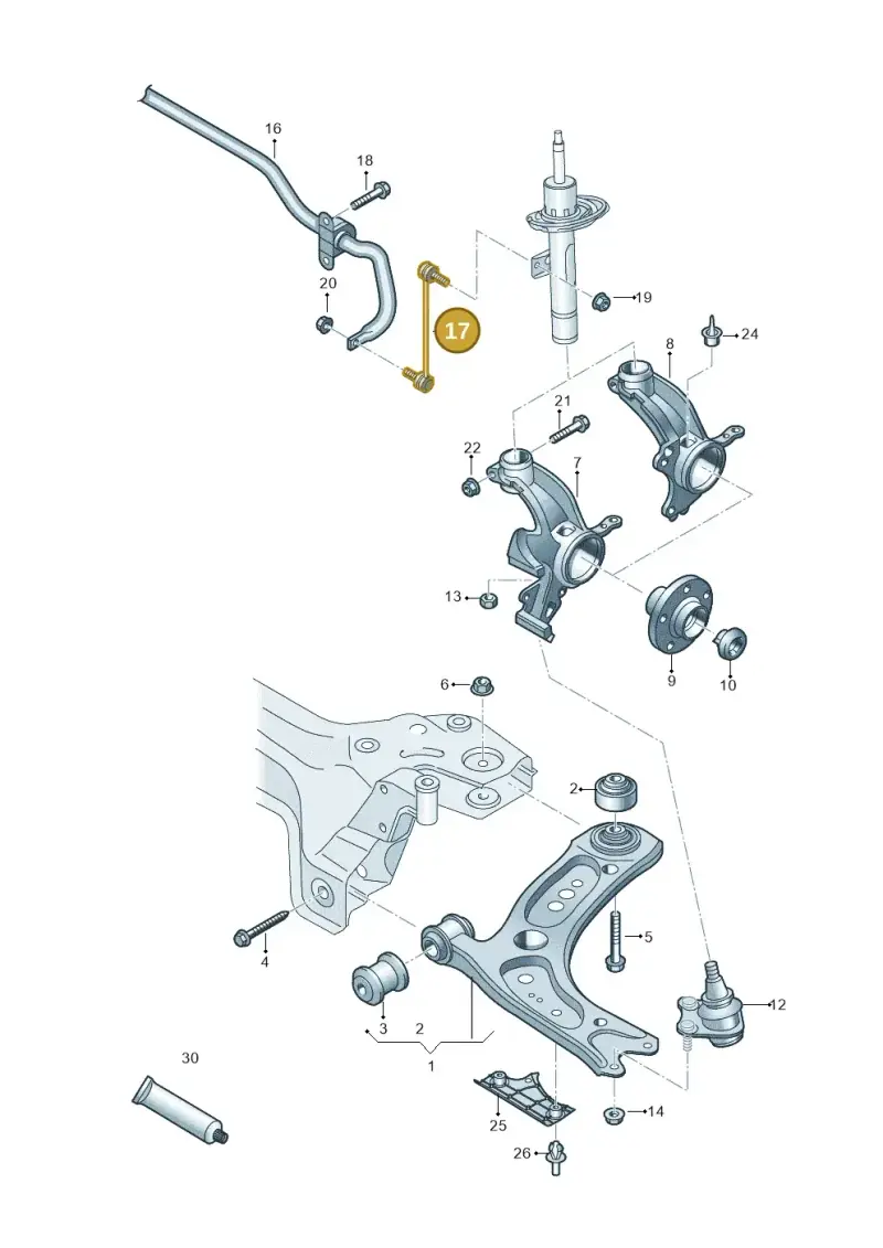 2Q0411315B — Audi A1 sportback 1.0 (2018-) diagram 837407000, position 17