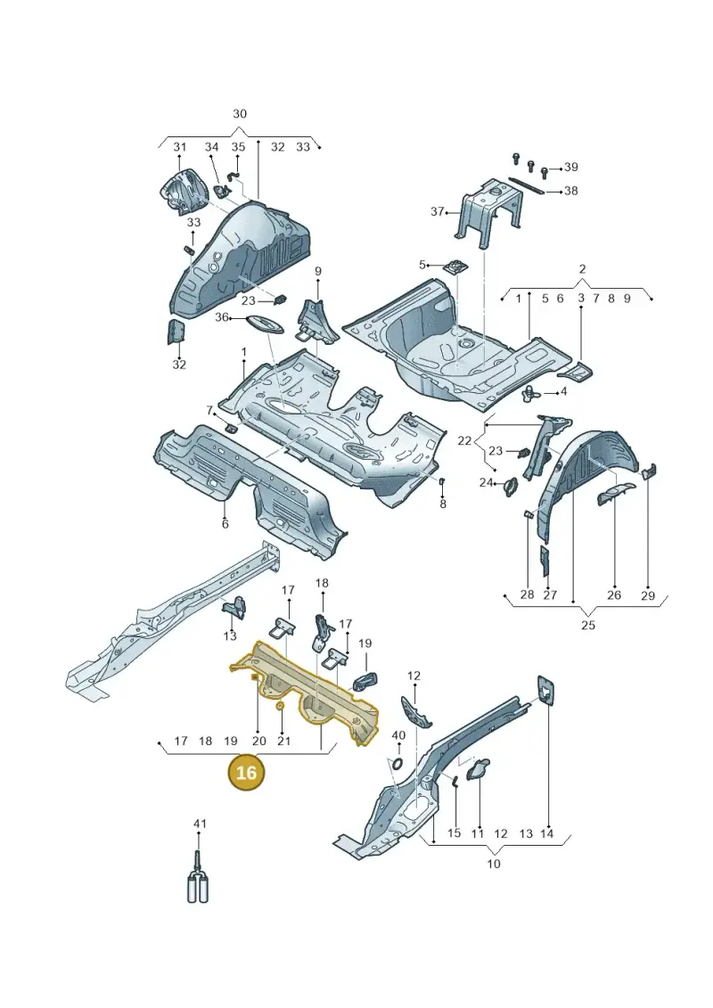 2Q0803531 — Audi A1 sportback 1.0 (2018-) diagram 592803500, position 16