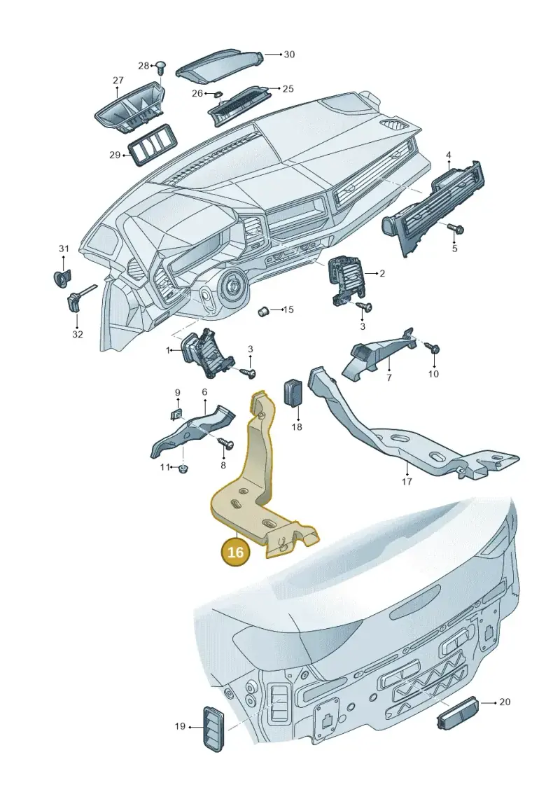 2Q0819805 — Audi A1 sportback 1.0 (2018-) diagram 592819100, position 16