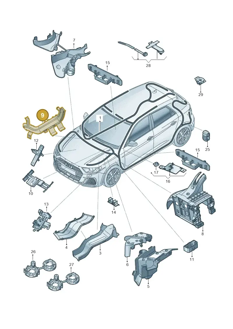 2Q1971815 — Audi A1 sportback 1.0 (2018-) diagram 592971800, position 9
