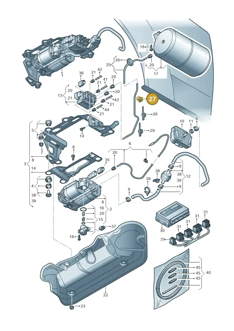 321971898A — Audi A8L qu. 3.0 TDI (2013-2018) diagram 696616300, position 27