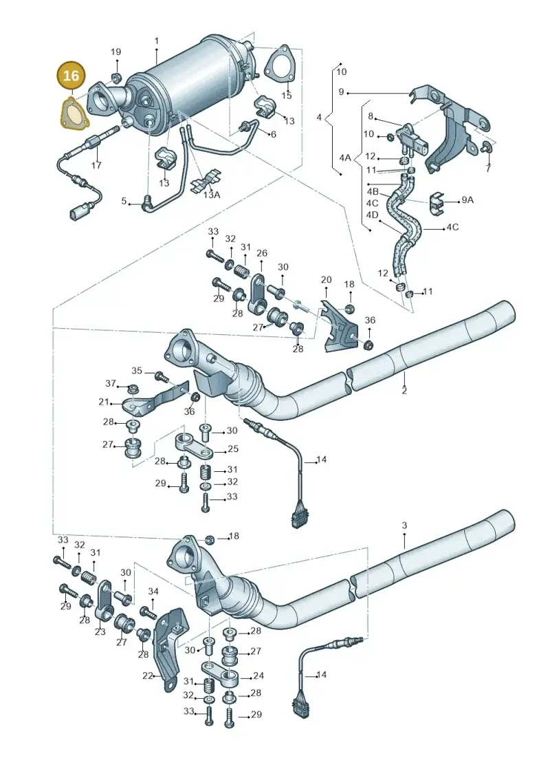 3A0253115 — Audi A4/S4 Cabrio./qu. 07> (2006-) diagram 454253570, position 16