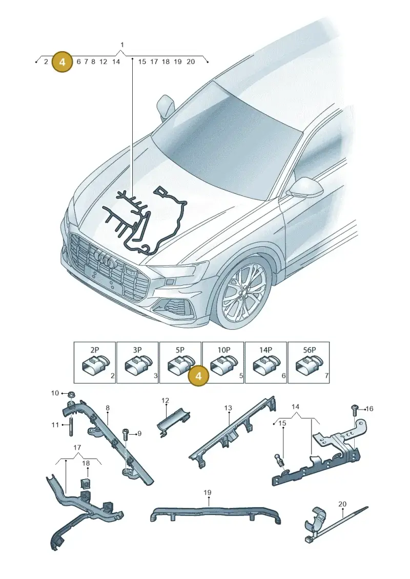 3AA973705 — Audi Q8 Quattro 3,0 (2018-) diagram 429971510, position 4