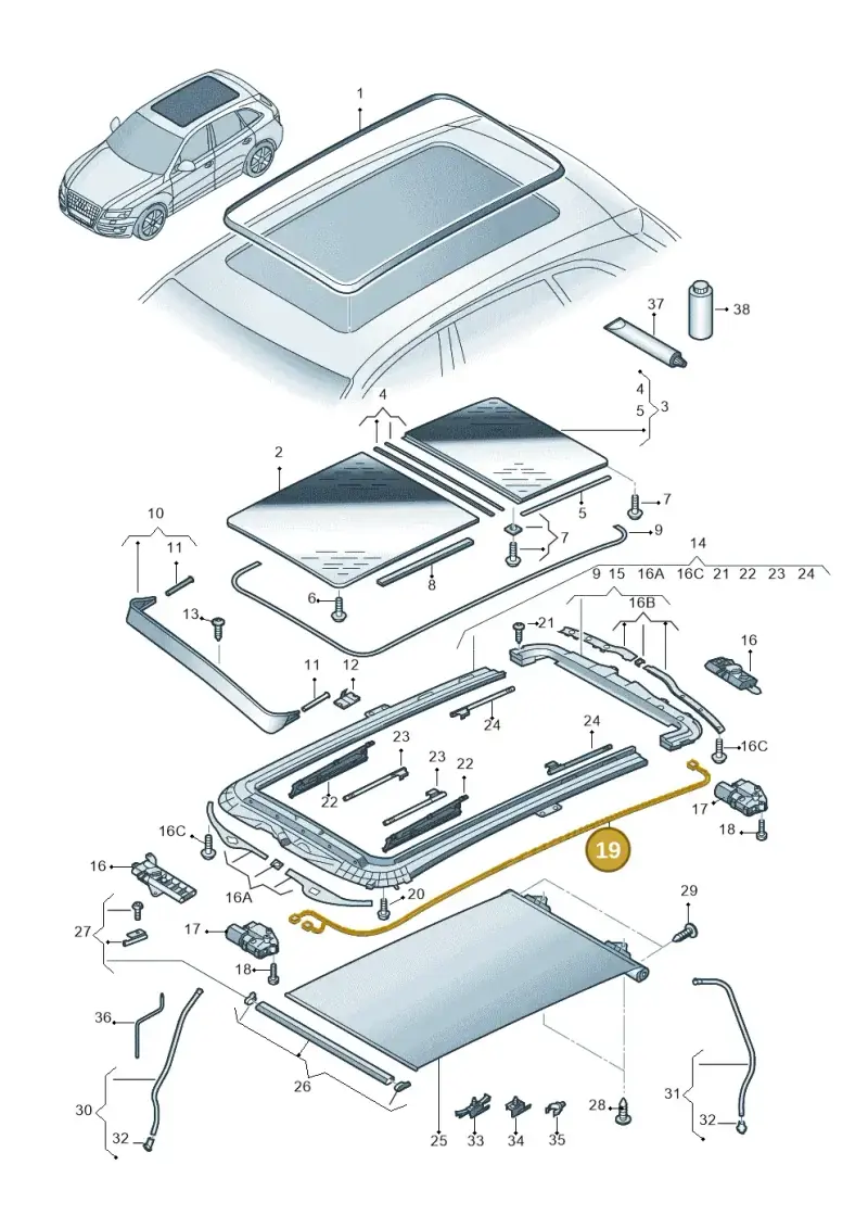 3AF971648 — Audi Q5 qu. 2.0 TDI (2012-2017) diagram 647877000, position 19