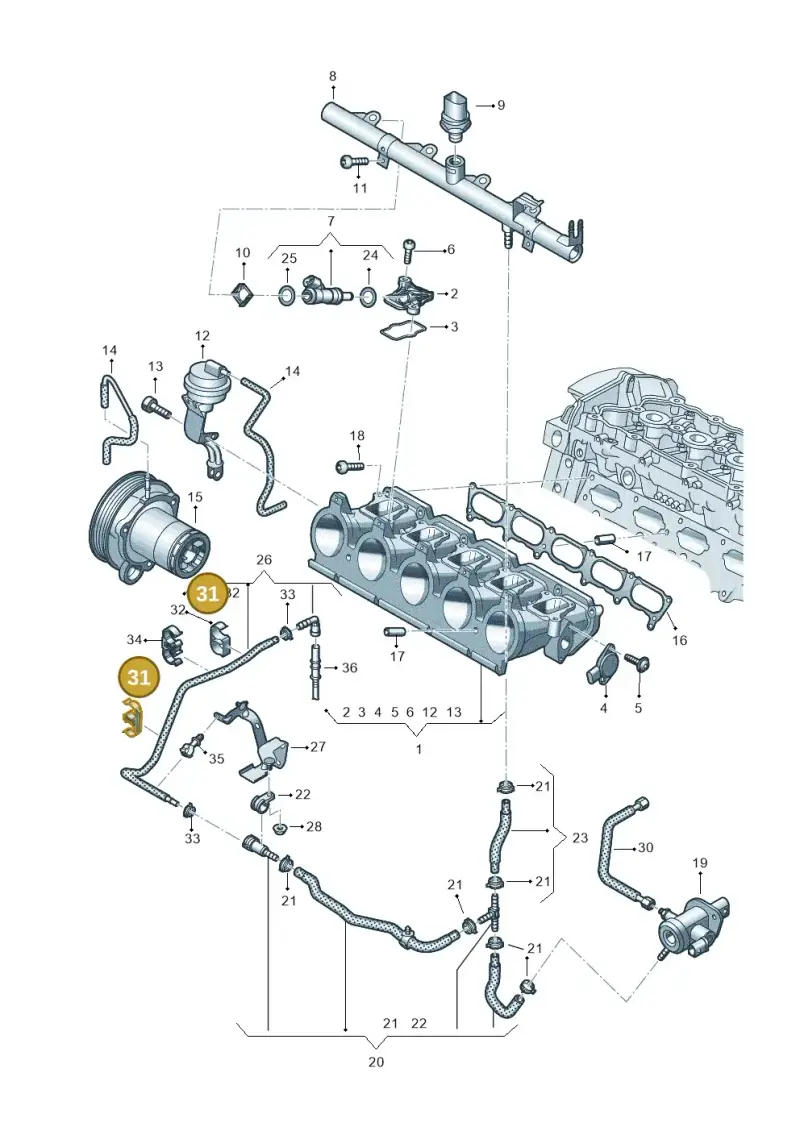 3B0133687A — Audi RS3 Limousine (2017-2020) diagram 898133340, position 31