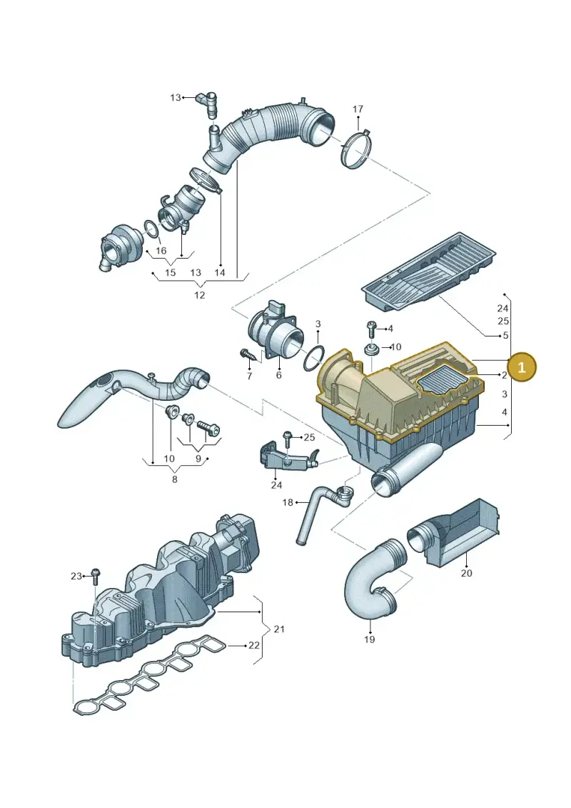3C0129607AS — Audi A3 Sportback (2008-2013) diagram 634129600, position 1