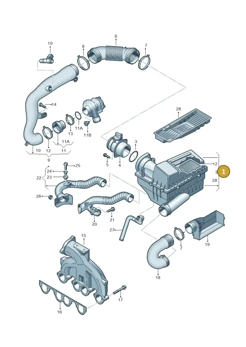 3C0129607BD — Audi A3 Sportback (2008-2013) diagram 460129300, position 1