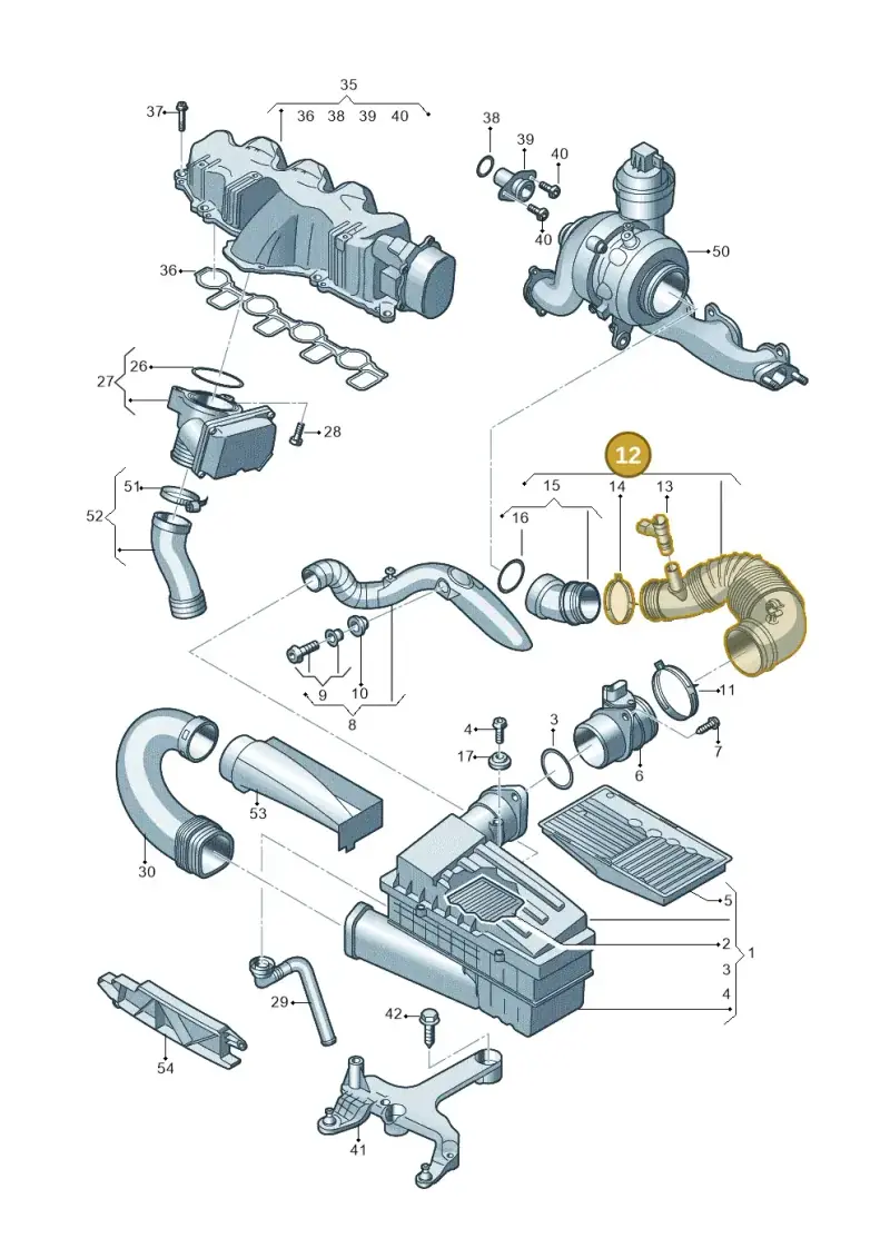 3C0129654AJ — Audi TTS Coupe 2.0 (2010-2014) diagram 728129400, position 12