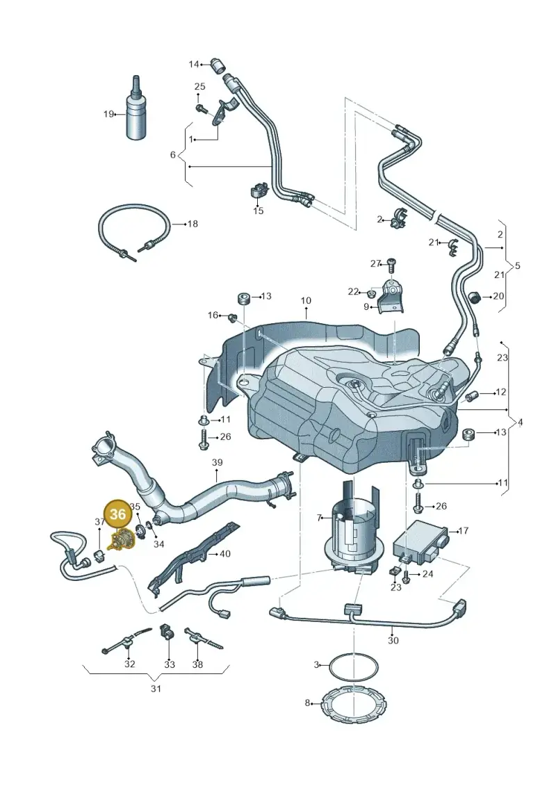 3C0131113C — Audi A6 Av. qu. 3.0 (2012-2018) diagram 711201300, position 36