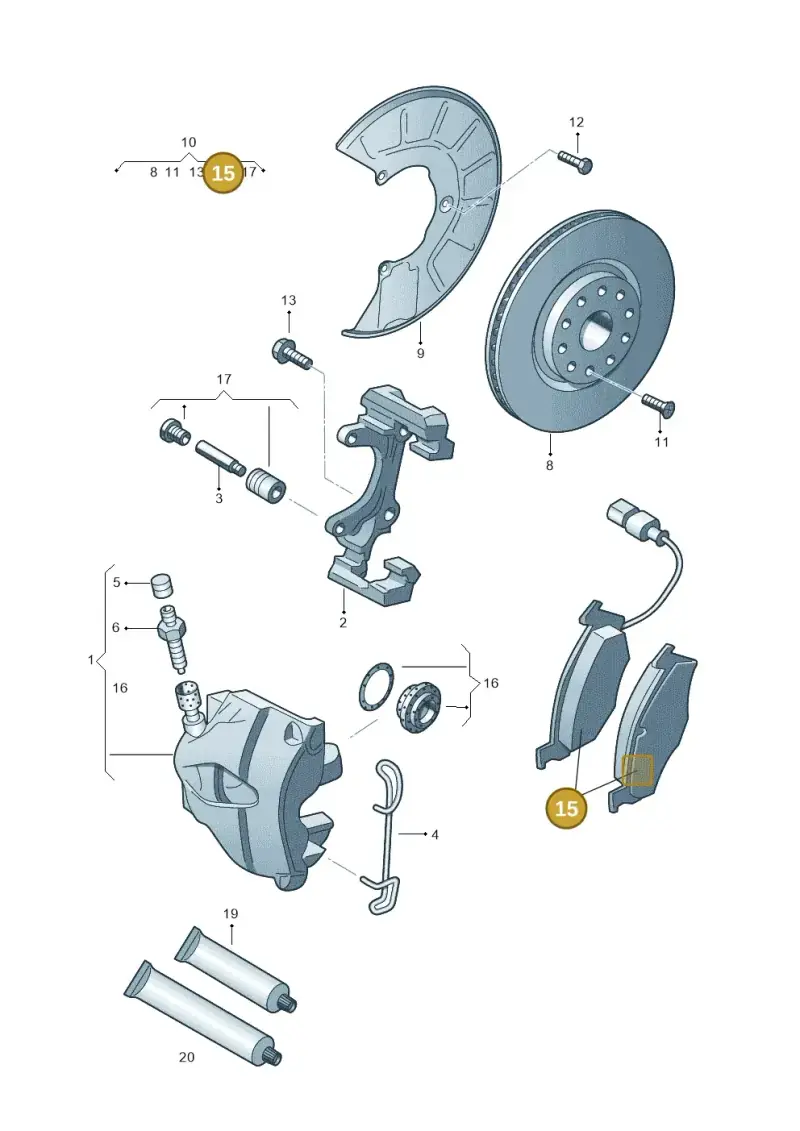 3C0698151D — Audi A3 Sportback (2008-2013) diagram 412615250, position 15
