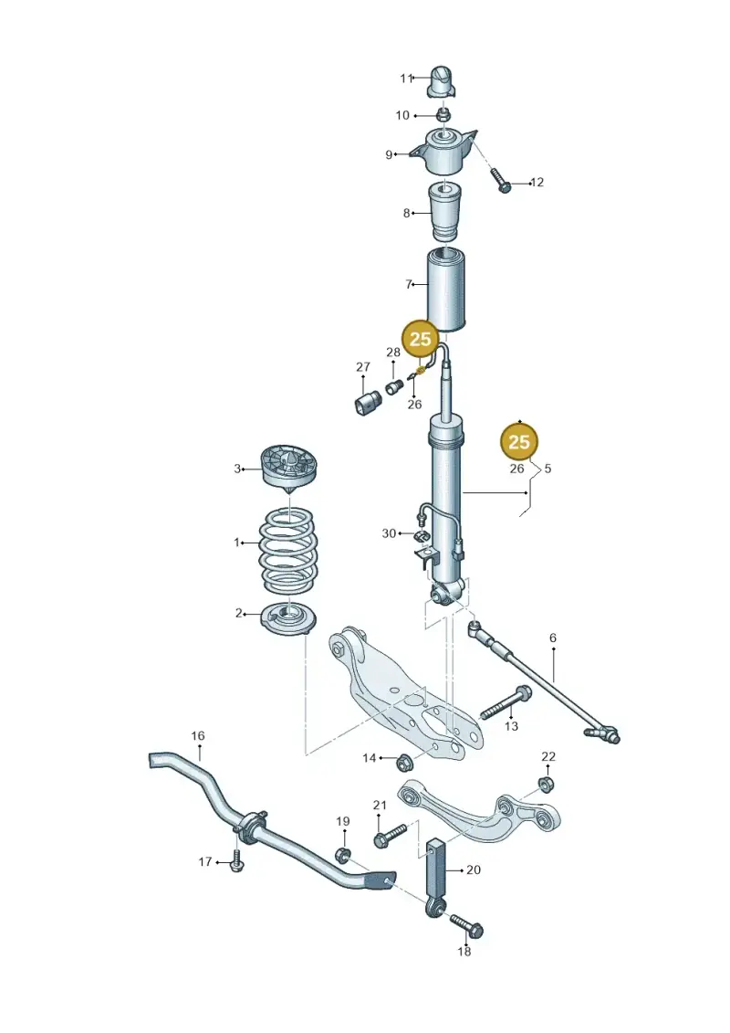 3C0972741 — Audi RS4 Avant (2017-) diagram 847511100, position 25
