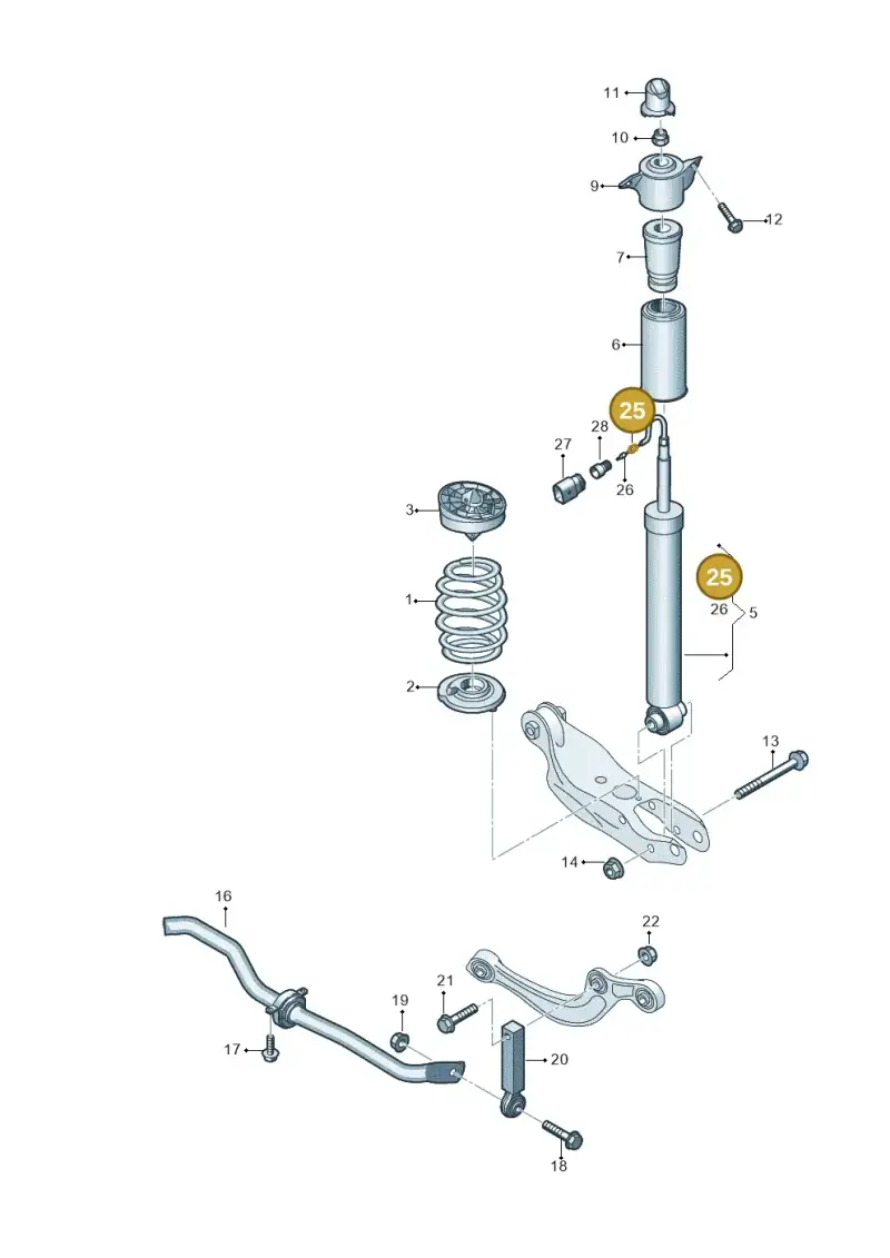 3C0972741 — Audi A6 2.0 (2018-) diagram 849511040, position 25