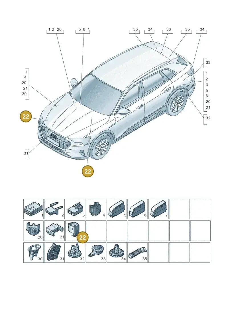 3C0973721 — Audi Q8 e-tron (2018-2020) diagram 586971810, position 22