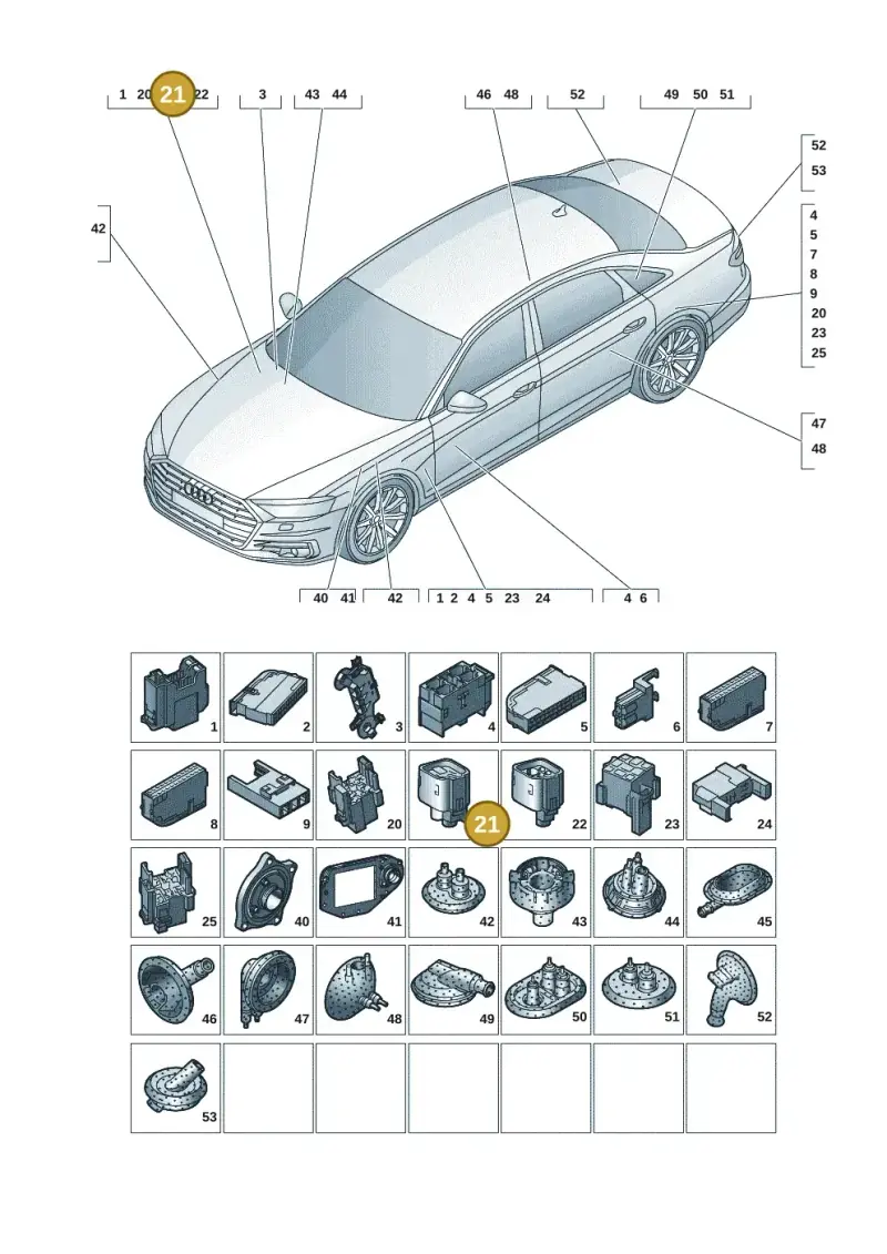 3C0973721 — Audi A8L (2017-2022) diagram 838971081, position 21