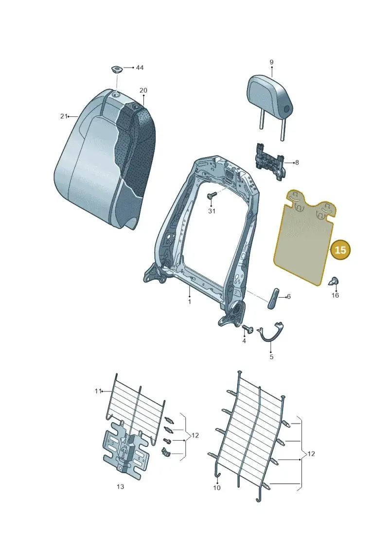 3C8881989 — Audi A1 sportback 1.0 (2018-) diagram 592881050, position 15