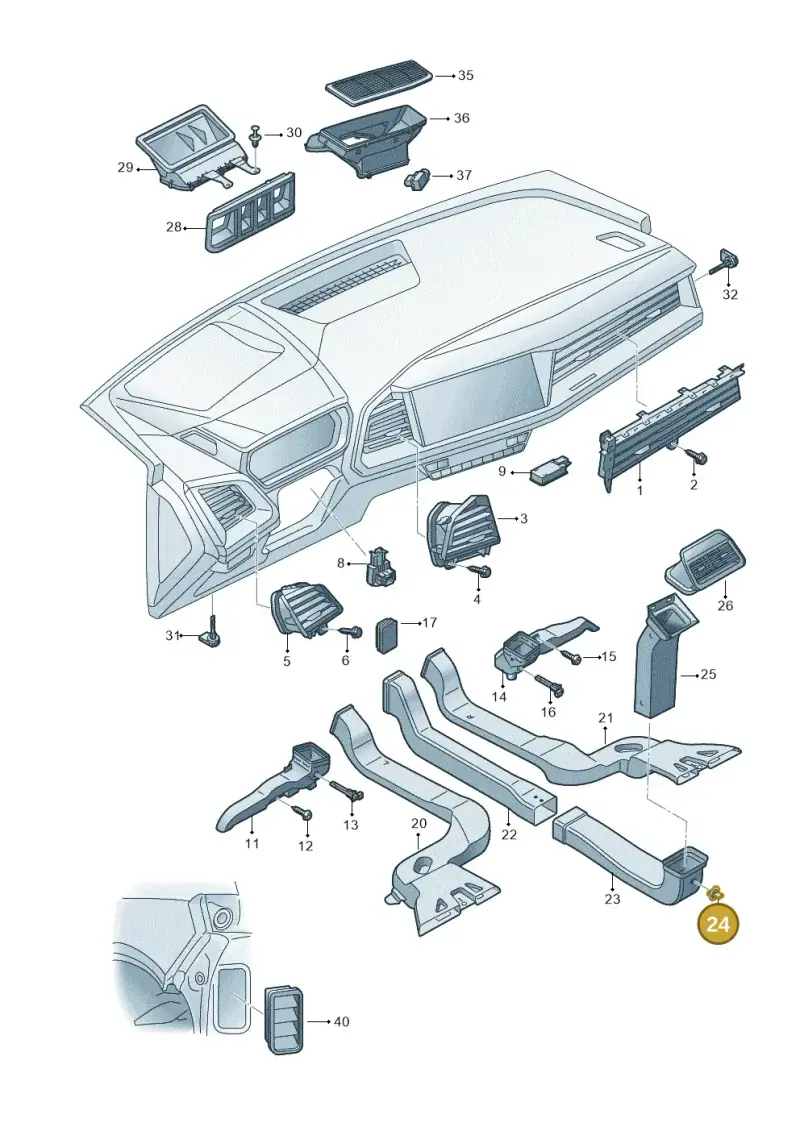 3D0907543A — Audi Q4 Sportback (2021-2022) diagram 89a819100, position 24