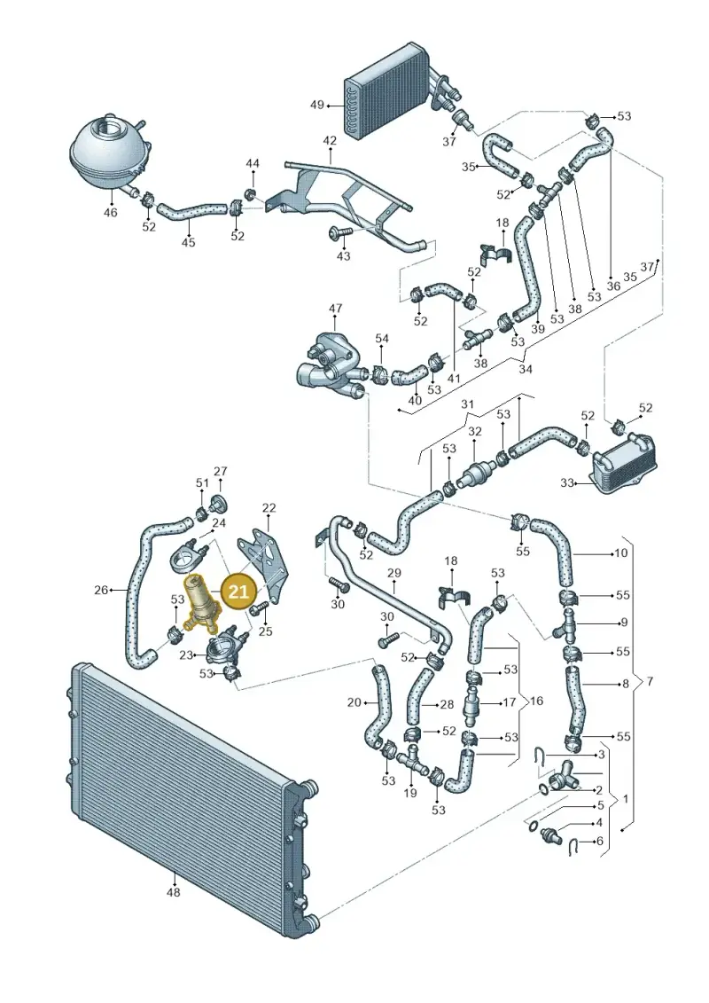 3D0965561D — Audi A3 Sportback (2008-2013) diagram 412121620, position 21