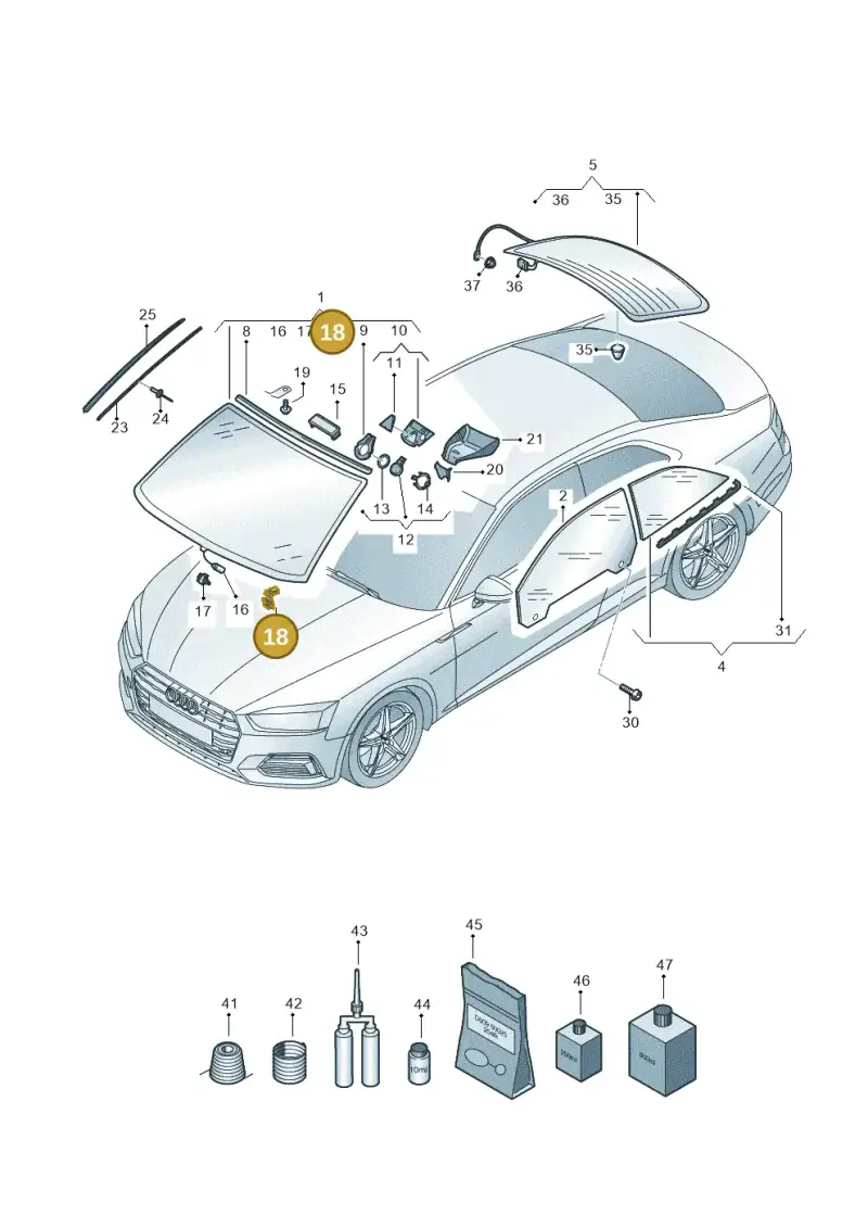 3D0971497B — Audi RS5 Sportback (2017-) diagram 897845000, position 18