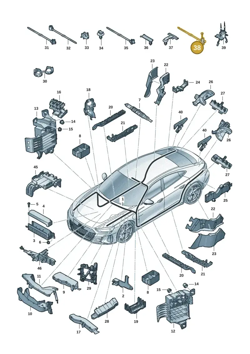 3D0971838 — Audi RS e-tron GT (2020-2020) diagram 4j1971800, position 38