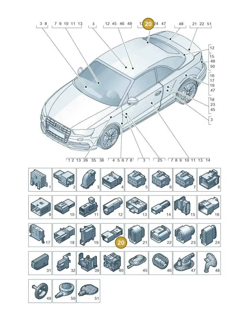3D0973332 — Audi A3 Cab. 1.4 (2013-2016) diagram 778971790, position 20