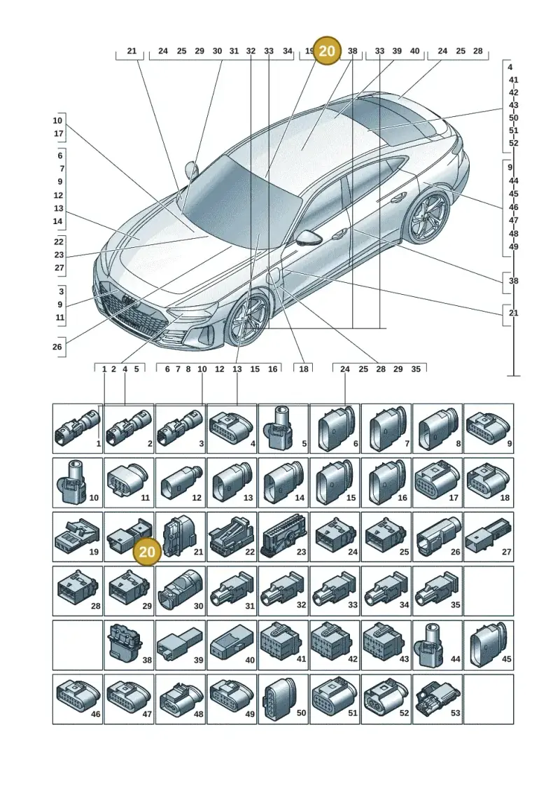 3D0973332 — Audi RS e-tron GT (2020-2020) diagram 4j1971820, position 20