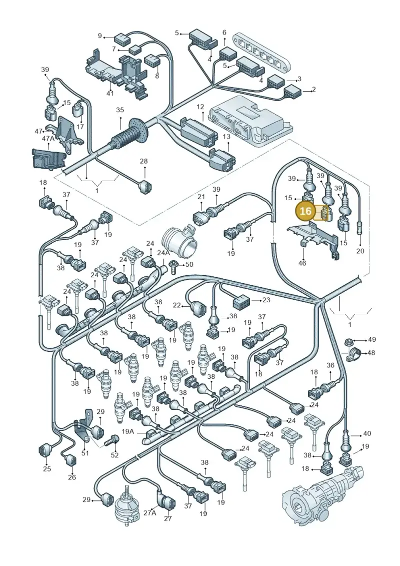 3D0973724F — Audi A4/S4 Cabrio./qu. 07> (2006-) diagram 260971600, position 16