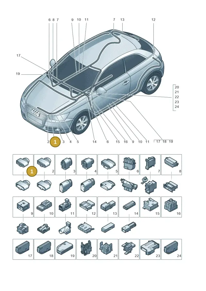 3D0973724F — Audi A1 Sportback (2010-2015) diagram 708971790, position 1