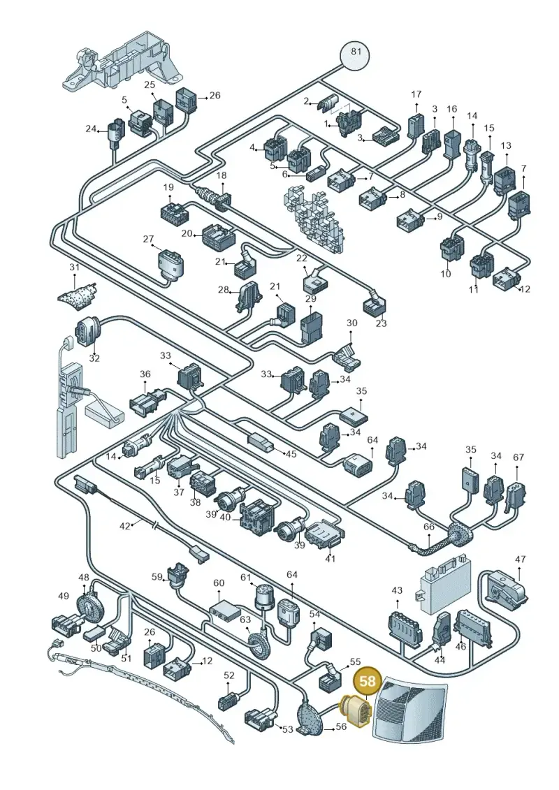 3D0973733F — Audi A4/S4/Av./qu. (2001-2004) diagram 249972810, position 58