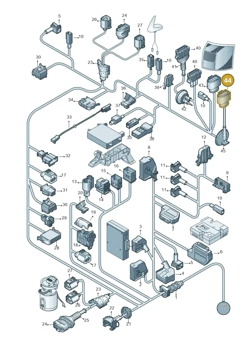 3D0973733F — Audi A4/S4/Av./qu. (2001-2004) diagram 249972830, position 44