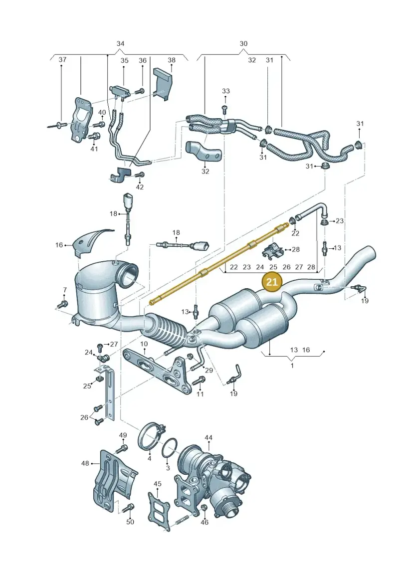 3G0131553B — Audi A3 Sportback (2019-2021) diagram 596253350, position 21