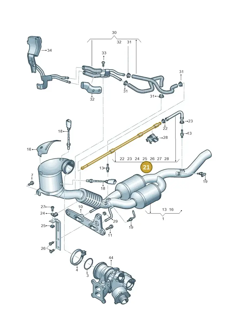 3G0131553B — Audi A3 Sportback (2019-2021) diagram 596253360, position 21