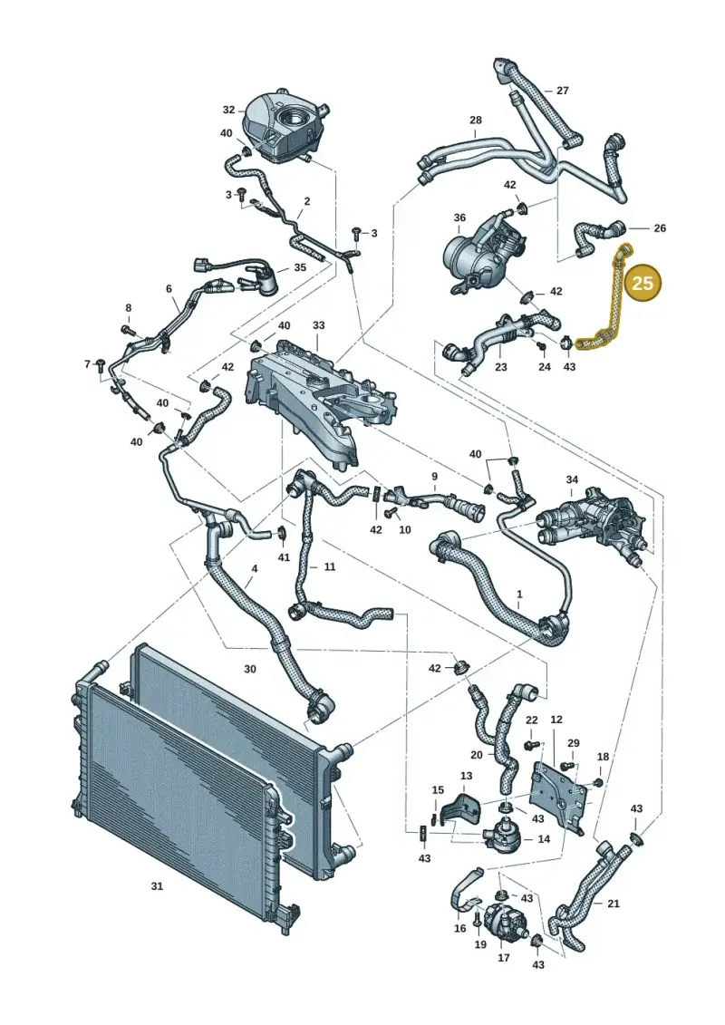 3Q0122073Q — Audi Q2 2.0 TDI (2016-2018) diagram 596121019, position 25