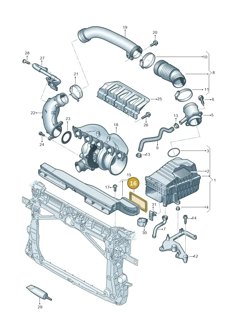 3Q0129281 — Audi RSQ3 Sportback (2019-2024) diagram 898133300, position 16