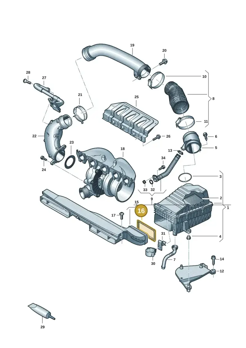 3Q0129281 — Audi RSQ3 Sportback (2019-2024) diagram f3z133030, position 16