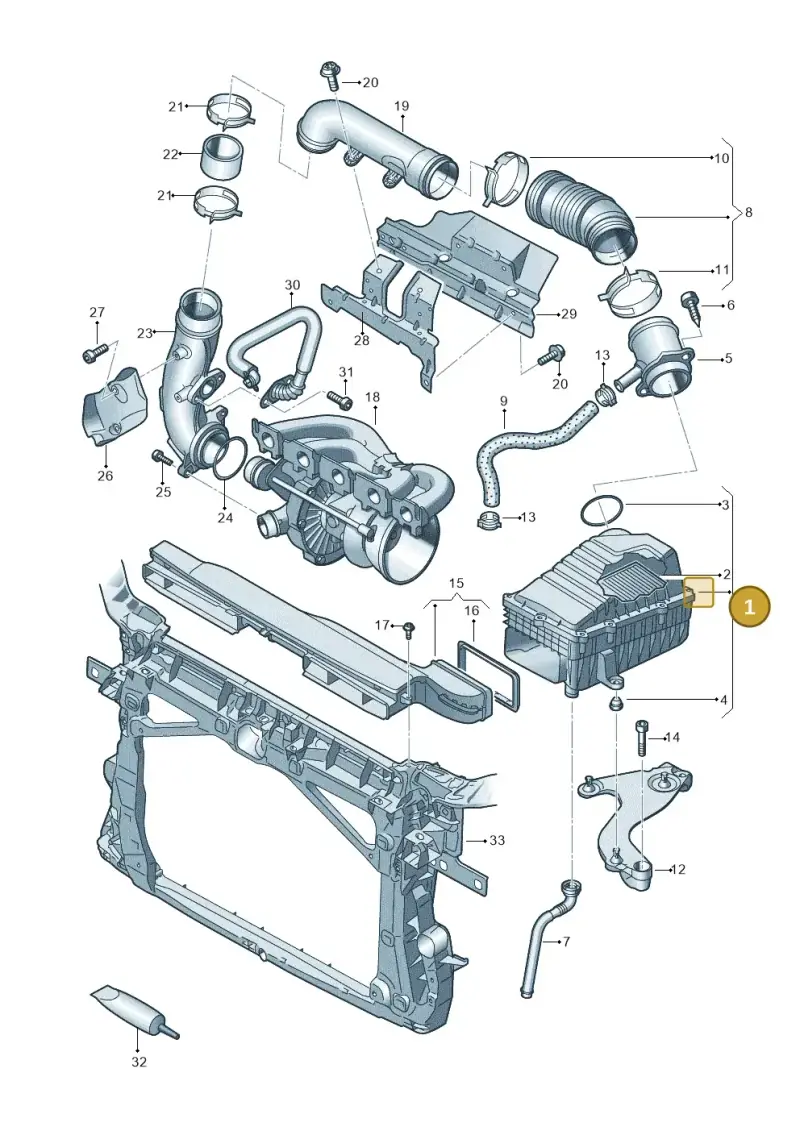 3Q0129607 — Audi RS3 Sportback (2015-2016) diagram 858133300, position 1