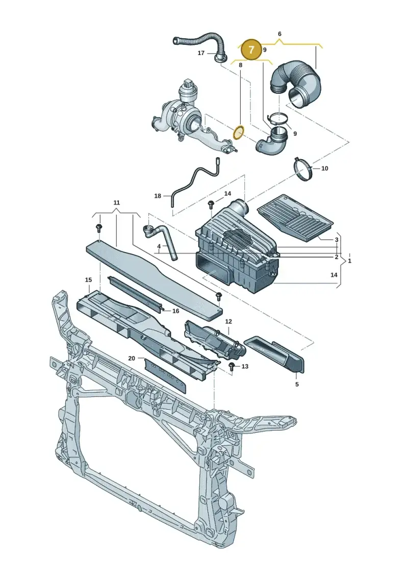 3Q0129635D — Audi A3 Sportback (2019-2021) diagram 5h0129070, position 7