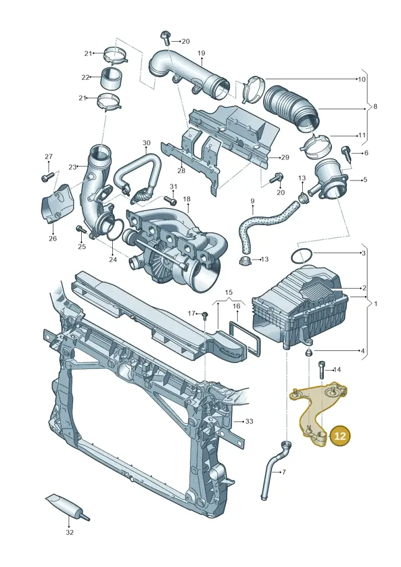 3Q0129671 — Audi RS3 Sportback (2015-2016) diagram 858133300, position 12